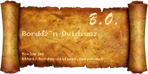 Bordán Ovidiusz névjegykártya